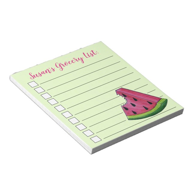 Juicy Pink Watermelon Personalised Grocery List Notepad (Angled)