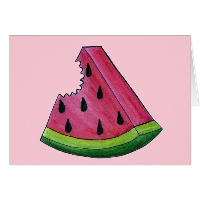 Juicy Pink Watermelon Wedge Slice Green Rind Fruit (Front Horizontal)