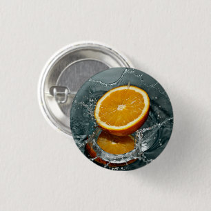 Juicy positive orange for vitamin mood     3 cm round badge
