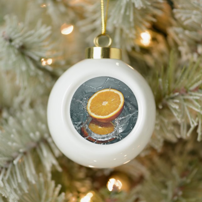 Juicy positive orange for vitamin mood     ceramic ball christmas ornament (Tree)