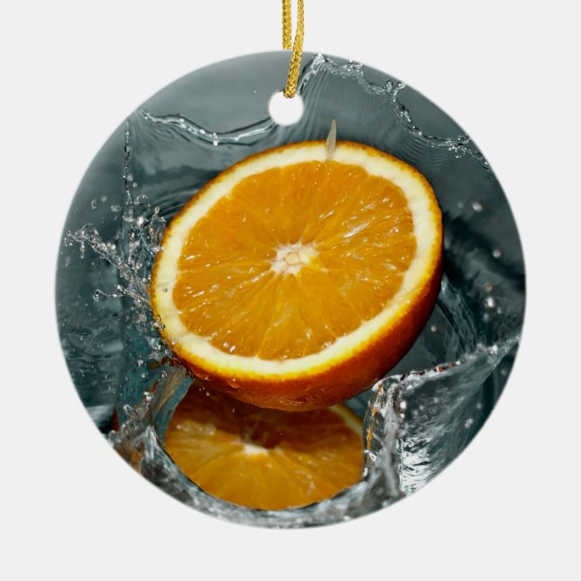 Juicy positive orange for vitamin mood      ceramic ornament (Front)