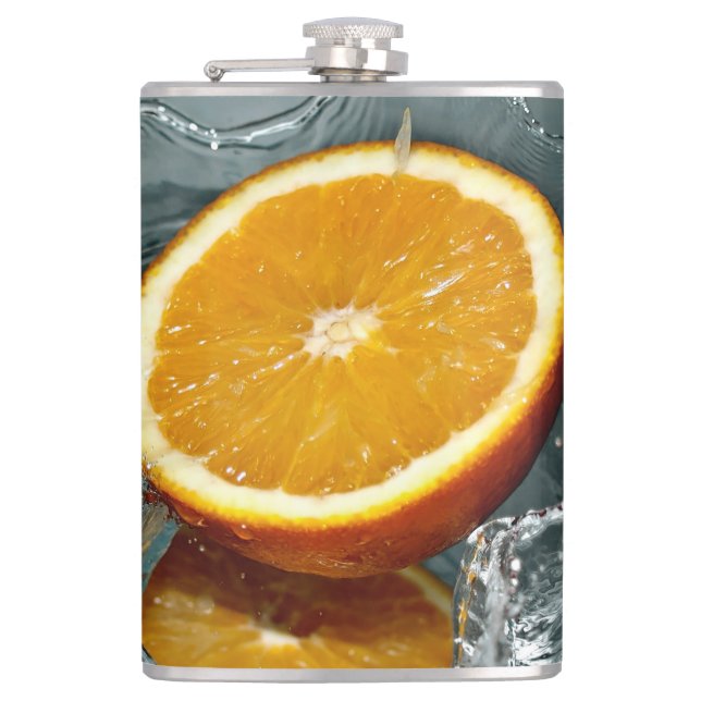Juicy positive orange for vitamin mood   hip flask (Front)