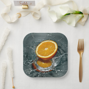Juicy positive orange for vitamin mood     paper plate