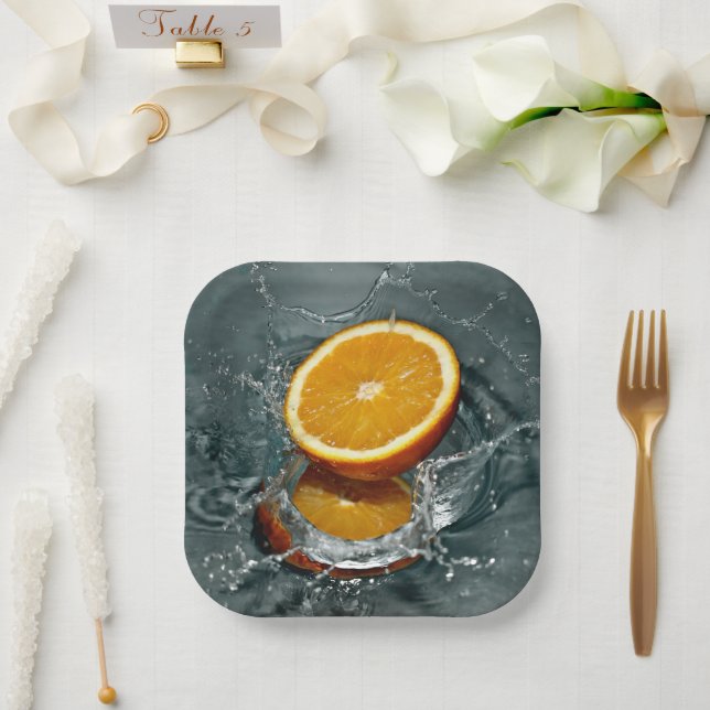 Juicy positive orange for vitamin mood     paper plate (Wedding)