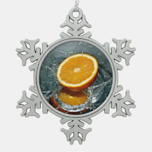 Juicy positive orange for vitamin mood snowflake pewter christmas ornament