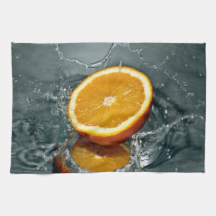 Juicy positive orange for vitamin mood tea towel