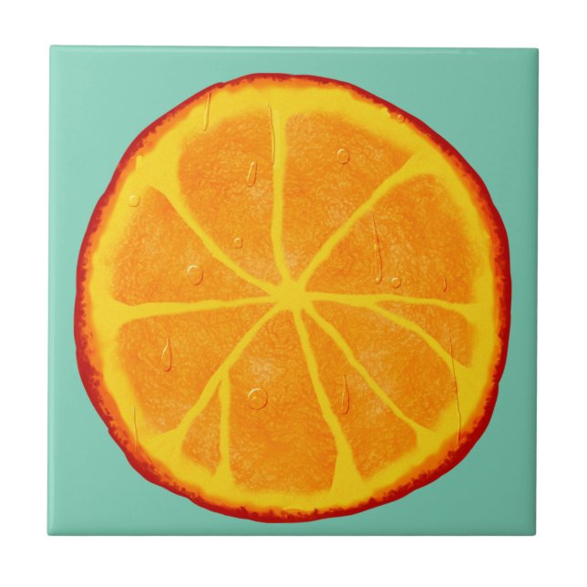Juicy Realistic Orange Slice Tile (Front)