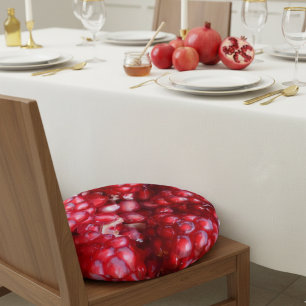 Juicy Red Fruit - Pomegranate Seeds Round Cushion