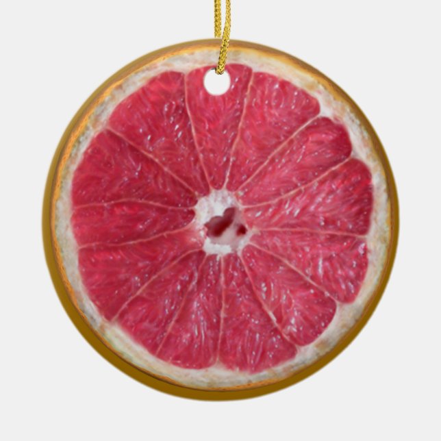 Juicy Red Grapefruit Ceramic Ornament (Front)