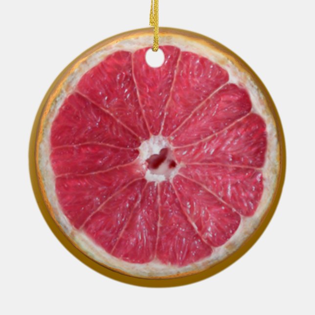 Juicy Red Grapefruit Ceramic Ornament (Back)