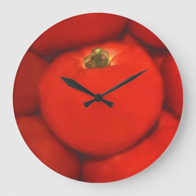 Juicy Red Homegrown Garden Tomatoes Large Clock (Front)