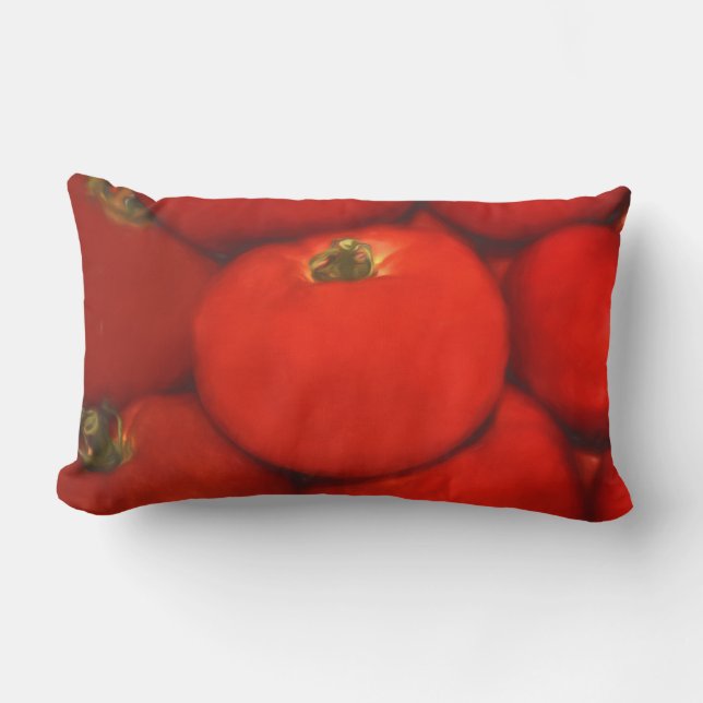 Juicy Red Homegrown Garden Tomatoes Lumbar Cushion (Front)