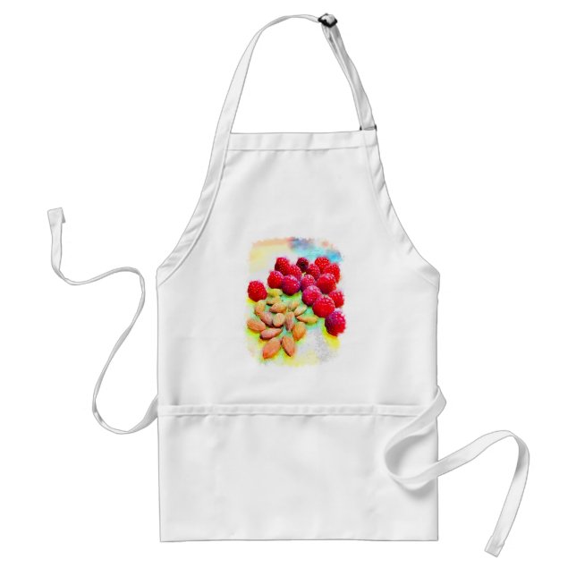 Juicy Red Raspberries and Almonds Watercolor Standard Apron (Front)