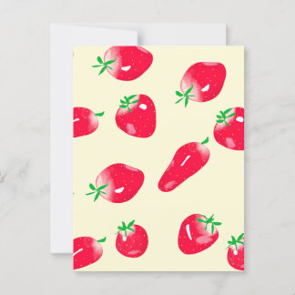Juicy Red Strawberries Postcard (Beige)