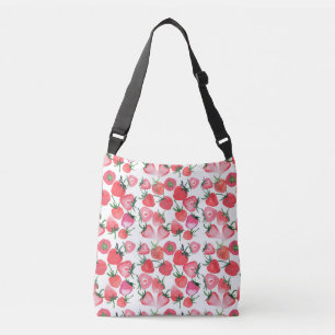 Juicy Red Strawberries Watercolor Pattern Crossbody Bag