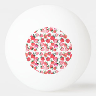 Juicy Red Strawberries Watercolor Pattern Ping Pong Ball