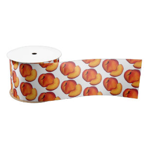 Juicy Ripe Summer Peach Georgia Peaches Fruit Satin Ribbon