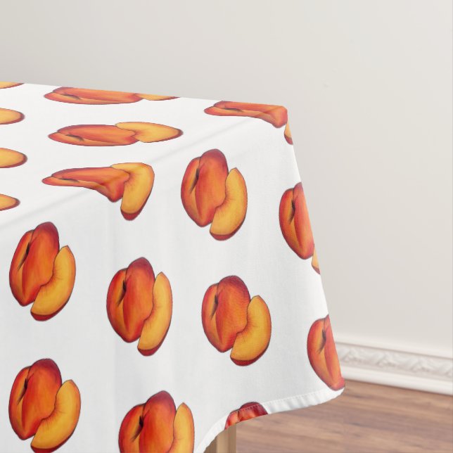 Juicy Ripe Summer Peach Georgia Peaches Fruit Tablecloth (In Situ)