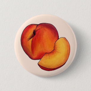 Juicy Ripe Summer Peach Peaches Stone Fruit 6 Cm Round Badge