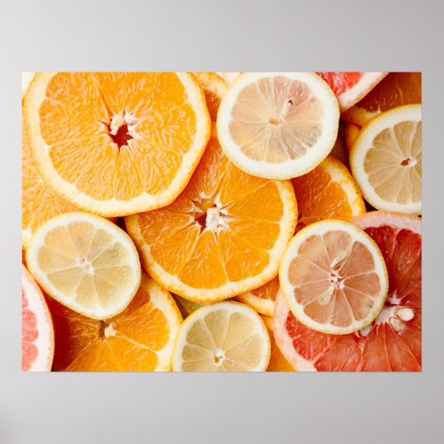 Juicy Sliced Citrus Fruits Poster (Front)