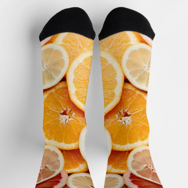 Juicy Sliced Orange Citrus Fruits Socks (Top)