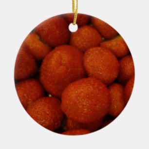 Juicy Strawberries Custom Birthday Ceramic Tree Decoration