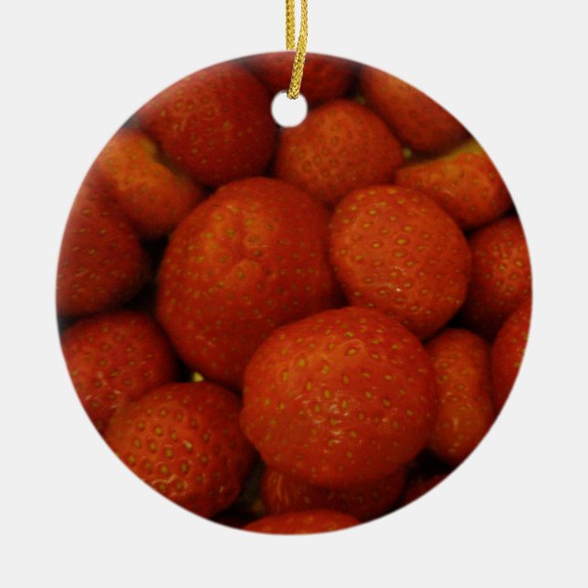Juicy Strawberries Custom Birthday Ceramic Tree Decoration (Front)