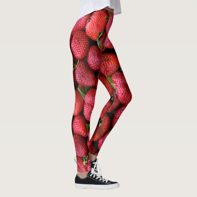 Juicy Strawberries Photographic Pattern Leggings (Right)