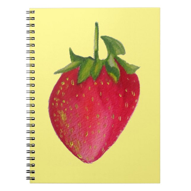 Juicy Strawberry fruit watercolour macro art Notebook (Front)