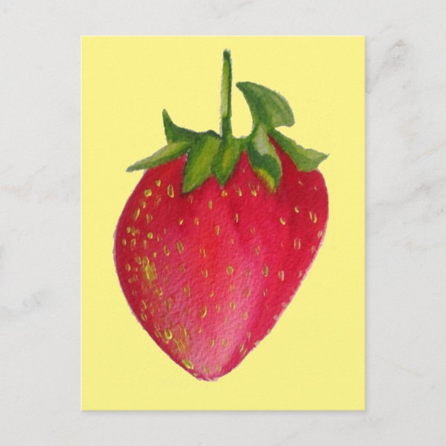 Juicy Strawberry fruit watercolour macro art Postcard (Front)