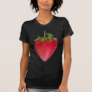 Juicy Strawberry fruit watercolour macro art T-Shirt