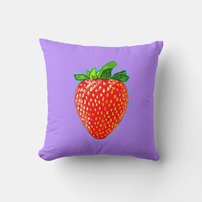 Juicy Strawberry in Pop Art Style  Cushion (Front)