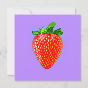 Juicy Strawberry in Pop Art Style Holiday Card