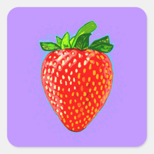 Juicy Strawberry in Pop Art Style Square Sticker