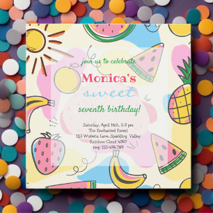 Juicy summer fruits sweet birthday invitation