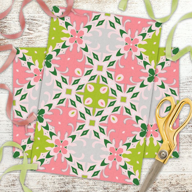 Juicy Summer Green And Watermelon Pink Pattern Tissue Paper (Creator Uploaded)