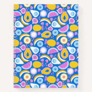Juicy tropical fruits - Blue background Notebook