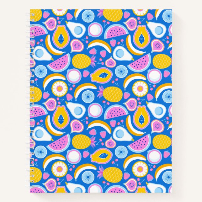 Juicy tropical fruits - Blue background Notebook (Front)