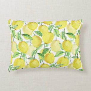 Juicy Watercolor: Vibrant Lemon Painting Decorative Cushion