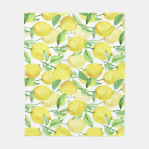 Juicy Watercolor: Vibrant Lemon Painting Fleece Blanket