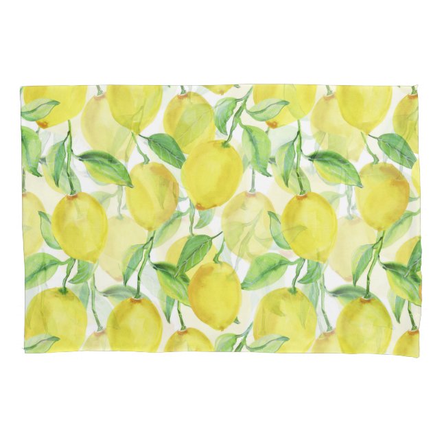 Juicy Watercolor: Vibrant Lemon Painting Pillowcase (Front)