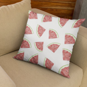Juicy watercolor watermelon fruit summer pattern cushion