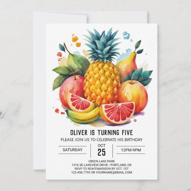 Juicy Watermelon Editable Fruits Birthday Invitation (Front)