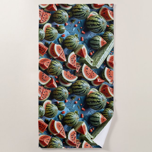 Juicy Watermelon Pattern Design 2 Beach Towel (Front)