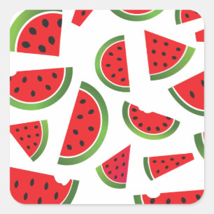 Juicy Watermelon Slices Fruit Pattern Square Sticker