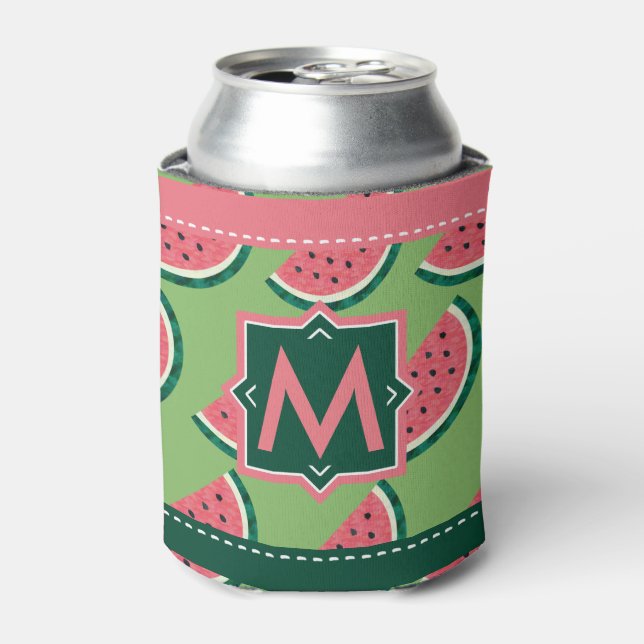 Juicy Watermelon Summer BBQ Monogram Personalised Can Cooler (Can Front)