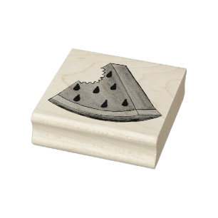 Juicy Watermelon Wedge Slice Green Rind Seed Fruit Rubber Stamp