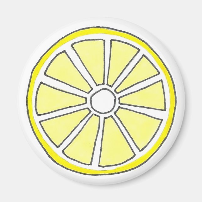 Juicy Yellow Lemon Citrus Fruit Slice Magnet (Front)