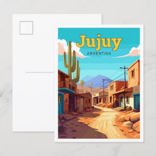 Jujuy Argentina Travel Vintage Illustration Postcard