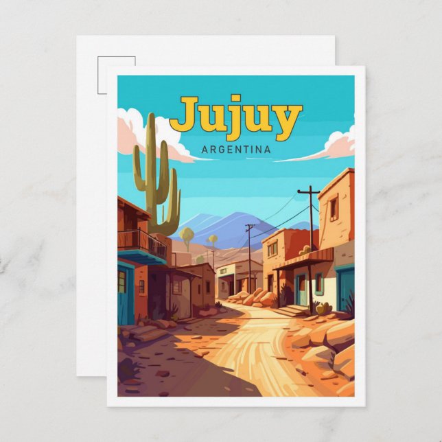 Jujuy Argentina Travel Vintage Illustration Postcard (Front/Back)